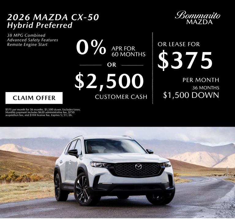 2026 Mazda CX-50 0% APR OR Lease $37